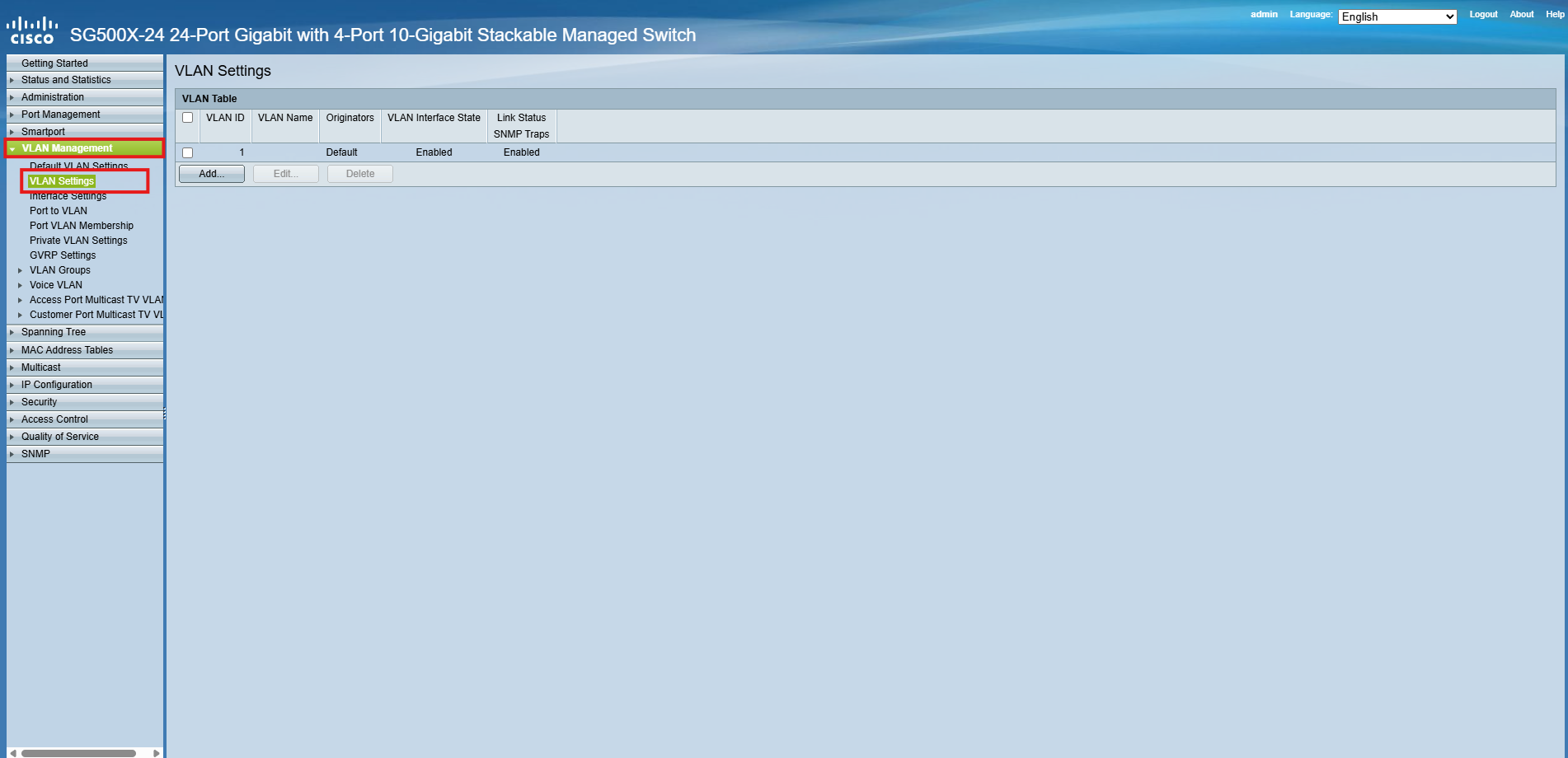 Navigating to VLAN Management and VLAN Setting in Cisco Switch